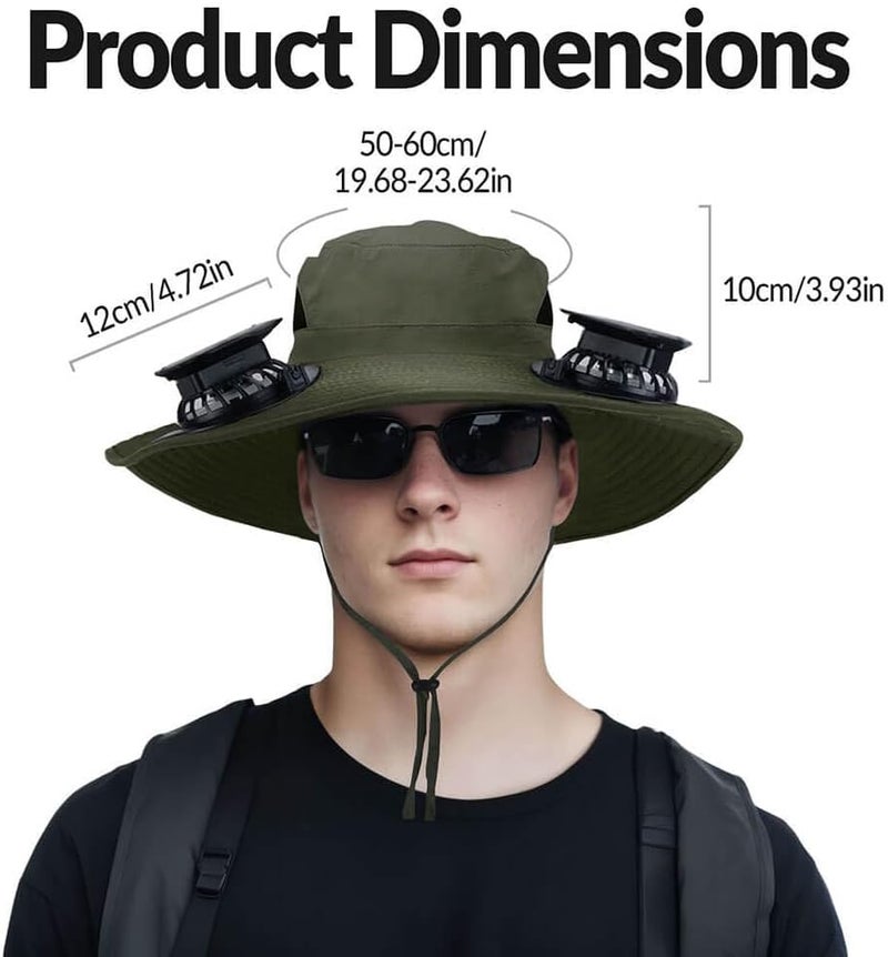 inkArts Solar Powered Fan Hat for Men Women Wide Brim Hat with 2 Fans UPF 50+ Outdoor Fishing Beach Sun Hat - Image 4
